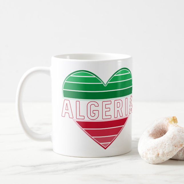 Mug J'aime l'Algérie, coeur algérien (Avec donut)