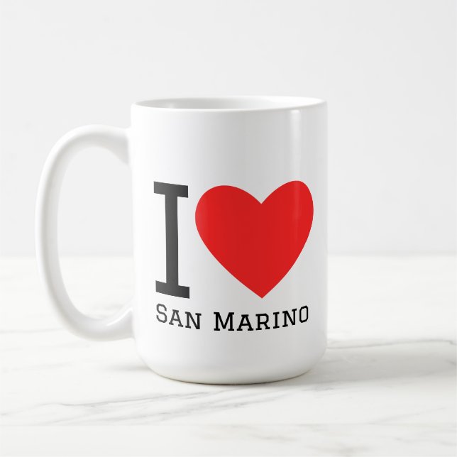 Mug J'aime l'autocollant carré de Saint-Marin (Gauche)