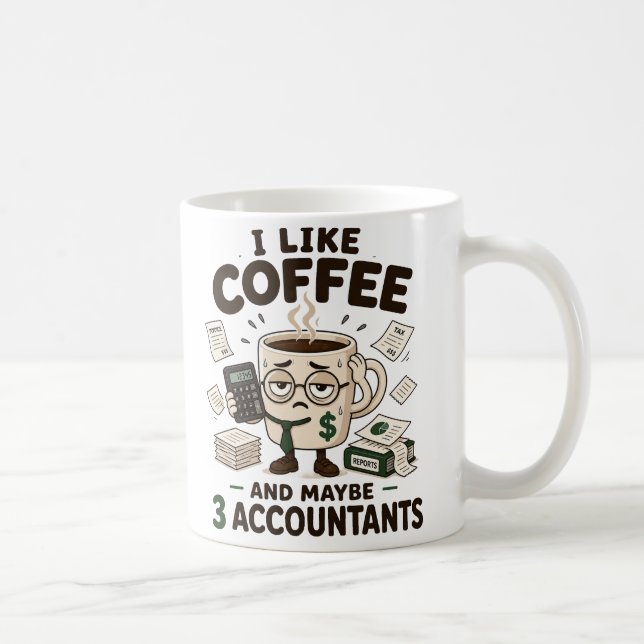 Mug J'aime le café et peut-être 3 comptables drôle CPA (Droite)