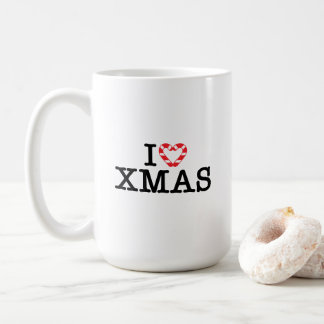 Mug J'aime le cœur de bonbon de Noël