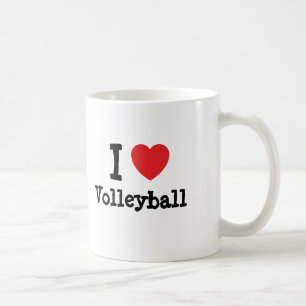 Mug J'aime le coeur de volley-ball personnalisé