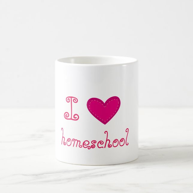 Mug J'aime le coeur rose de l'école familiale (Centre)
