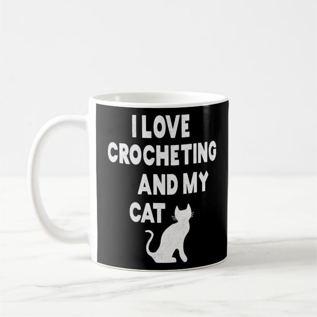 Mug J'Aime Le Crocheting Et Mes Chats Et Animaux Trico (Gauche)