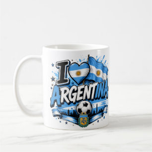 Mug J'aime le design de football argentin Argentin