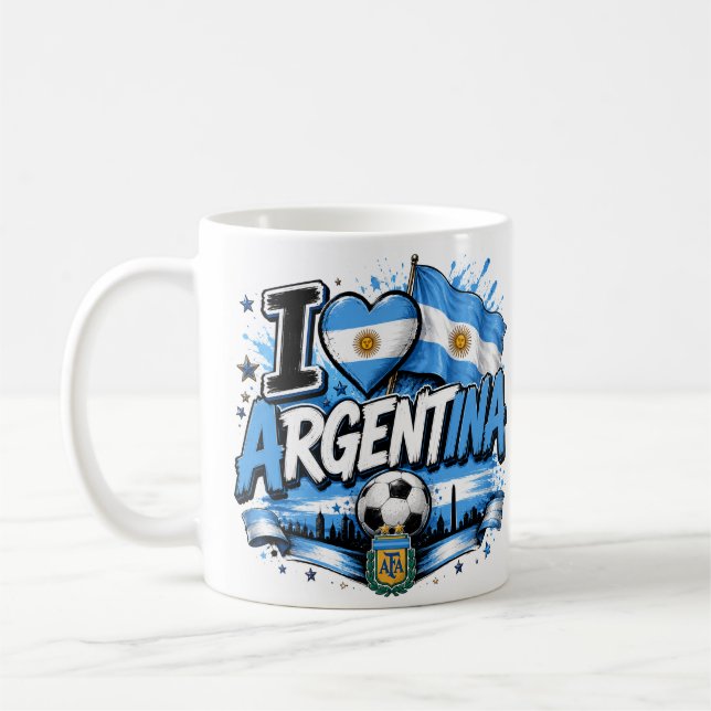 Mug J'aime le design de football argentin | Argentin (Gauche)