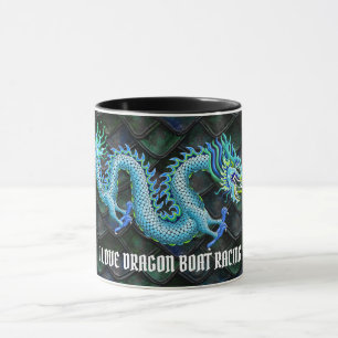 Mug J'aime le dragon de bleu de régate de dragon