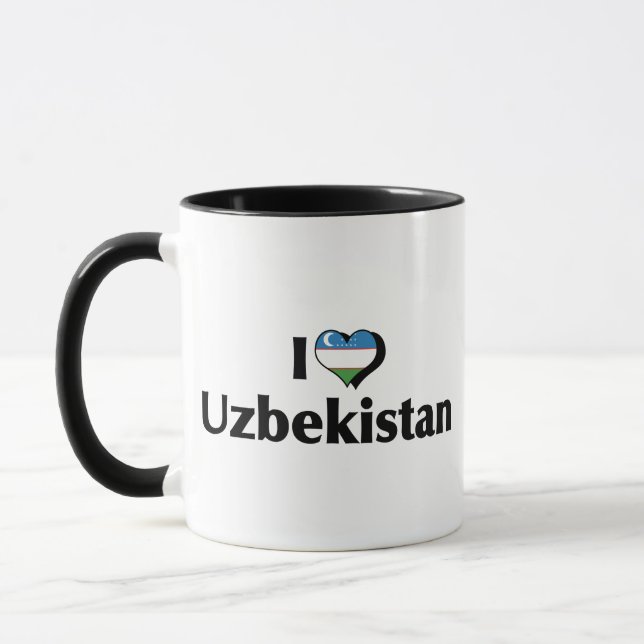 Mug J'aime le drapeau de l'Ouzbékistan (Gauche)