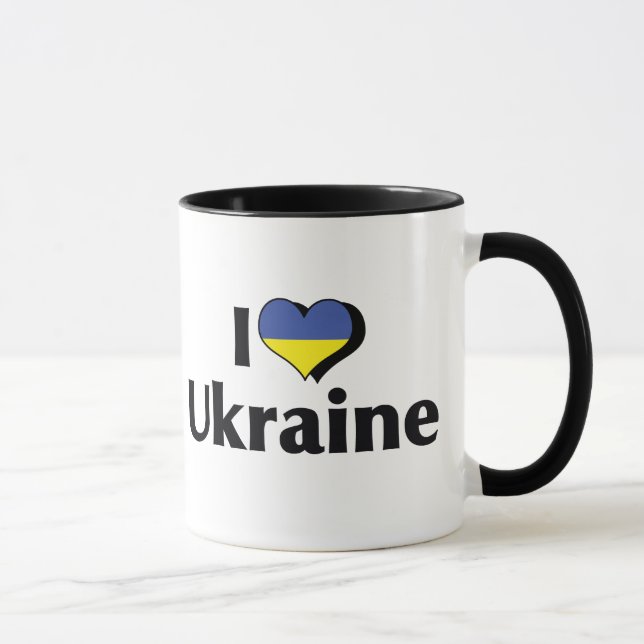 Mug J'aime le drapeau de l'Ukraine (Droite)