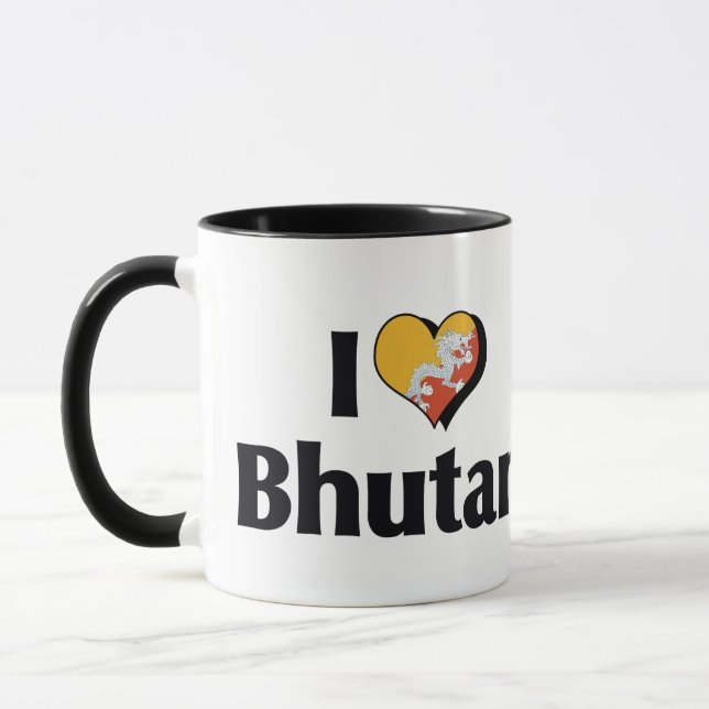 Mug J'aime le drapeau du Bhoutan (Gauche)