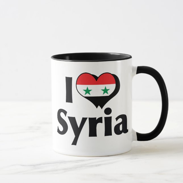 Mug J'aime le drapeau syrien (Droite)