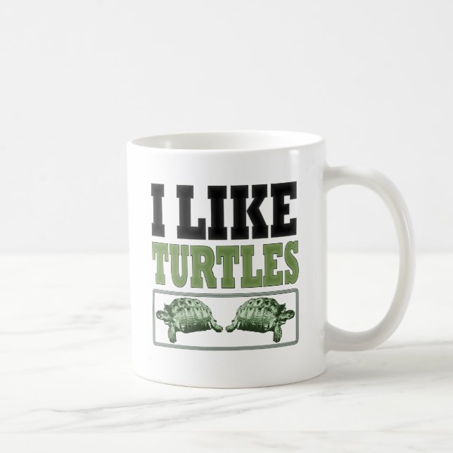 Mug J'aime le grand texte de tortues (Droite)