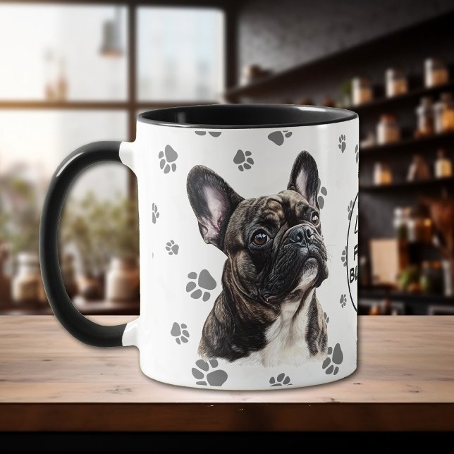 Mug J'aime le motif d'empreinte de patte de Bouledogue (Créateur téléchargé)