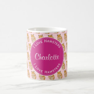Mug J'aime le motif rose de hamster de hamsters