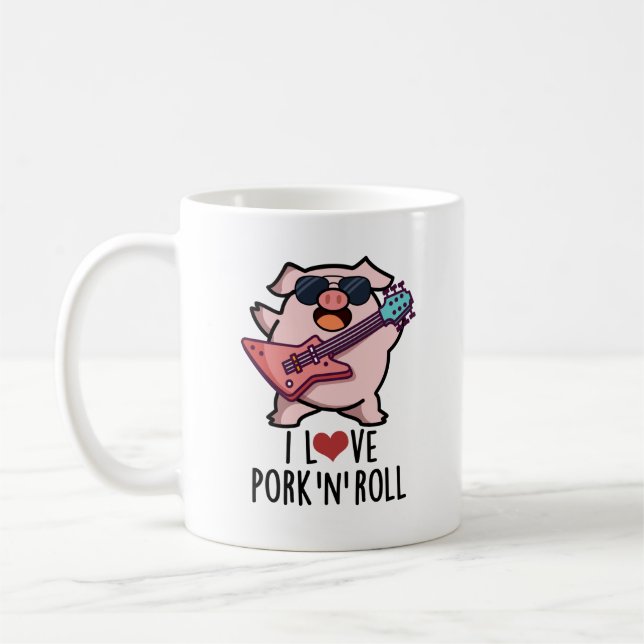 Mug J'Aime Le Porc Et Roll Funny Music Pig Pun (Gauche)