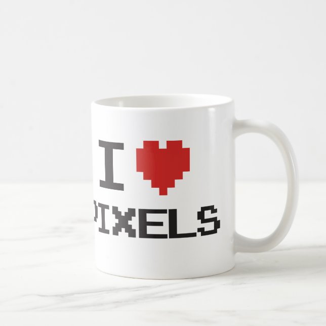 Mug J'aime le rétro gamer 8bit de coeur pixelated par (Droite)