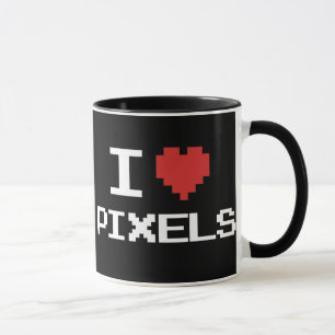 Mug J'aime le rétro gamer 8bit de coeur pixelated par