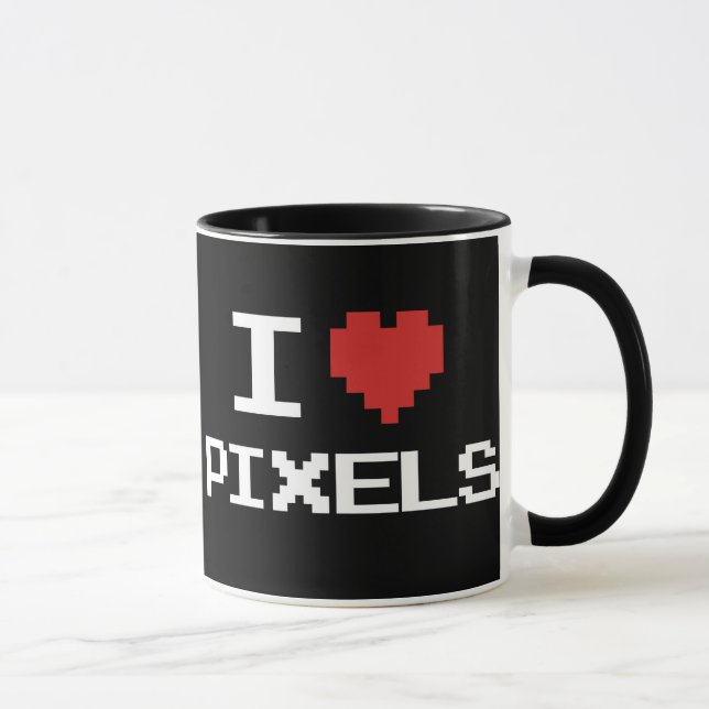 Mug J'aime le rétro gamer 8bit de coeur pixelated par (Droite)
