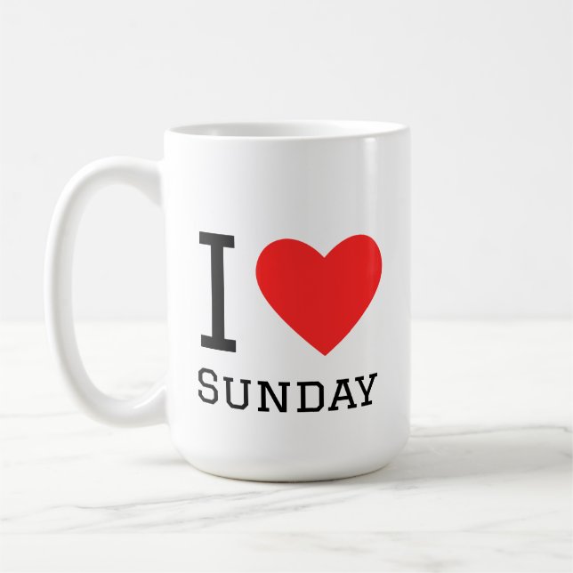 Mug J'aime le sticker carré de dimanche (Gauche)