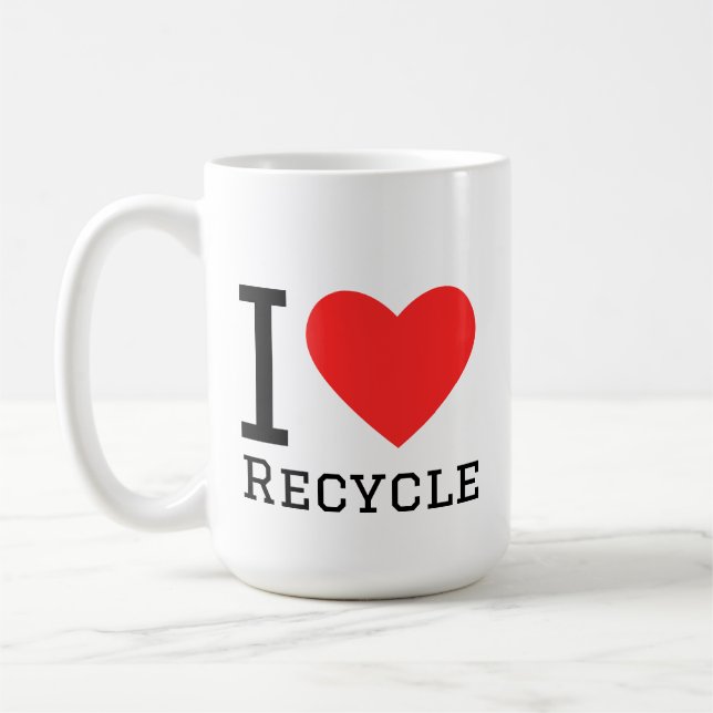 Mug J'aime le sticker carré recyclé (Gauche)