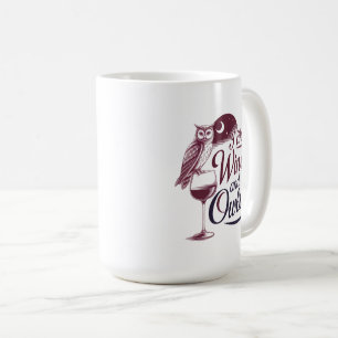 Mug "J'aime le vin et les hibou" Design Vintage"