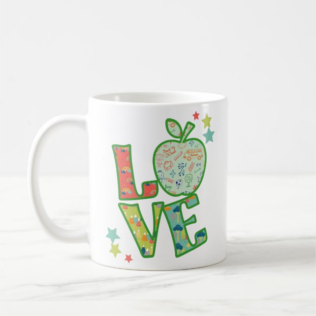 Mug J'aime l'école Apple, ramené à l'école (Gauche)