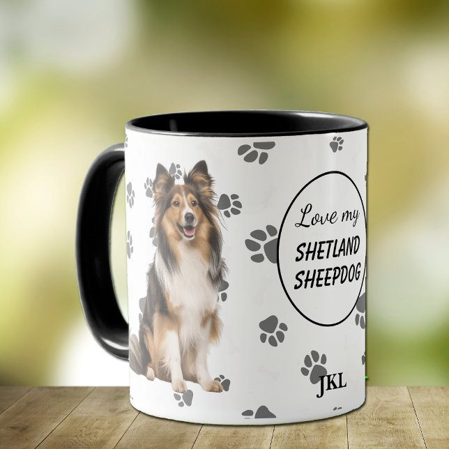 Mug J'aime l'empreinte de patte de mon Berger des Shet (Créateur téléchargé)