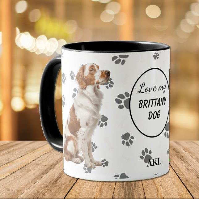 Mug J'aime l'empreinte de patte de mon chien Brittany (Créateur téléchargé)