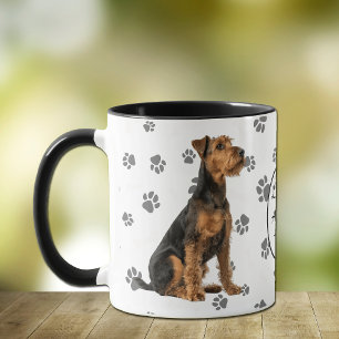 Mug J'aime l'empreinte de patte de mon terrier Airedal