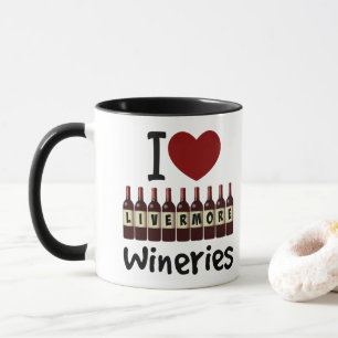 Mug J'aime les caves de Livermore Cœur et bouteilles d