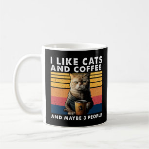 Mug J'Aime Les Chats Et Café Et Peut-Être 3 Personnes