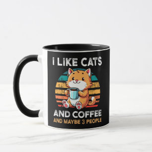 Mug J'aime les chats et le café et peut-être 3 personn