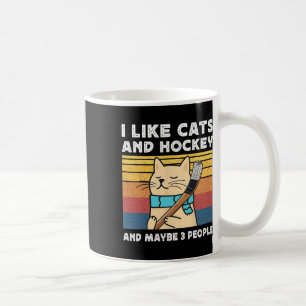 Mug J'aime les chats et le hockey et peut-être 3 perso