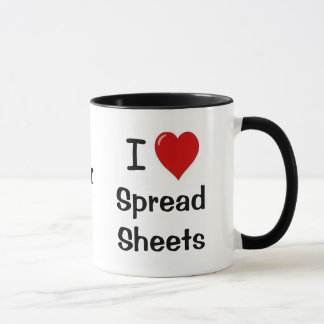 Mug J'aime les feuilles de calcul et les feuilles de c