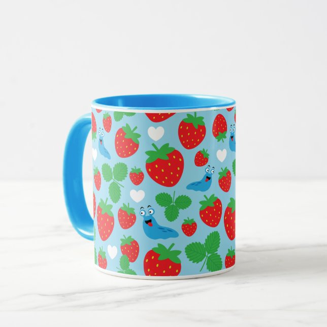 Mug J'aime les fraises Motif sans couture (Devant gauche)