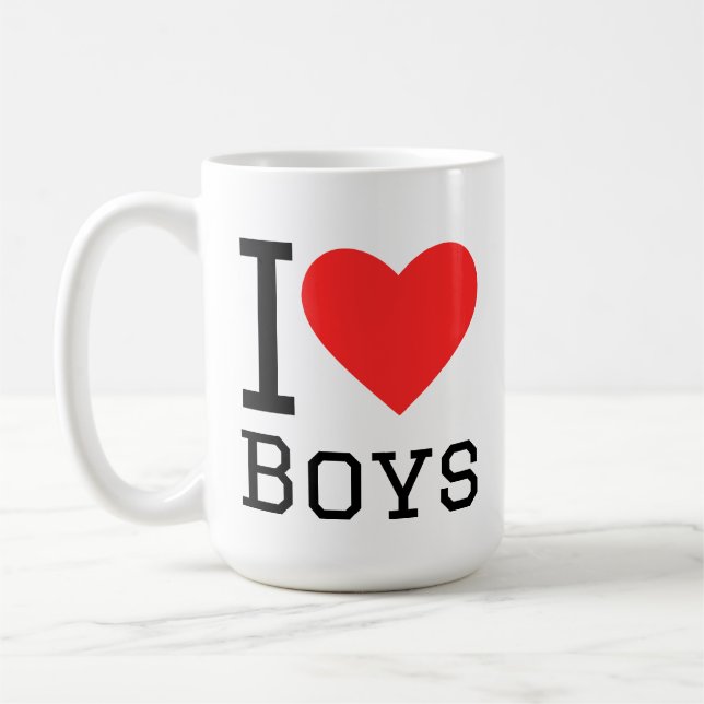 Mug J'aime les garçons autocollant carré (Gauche)