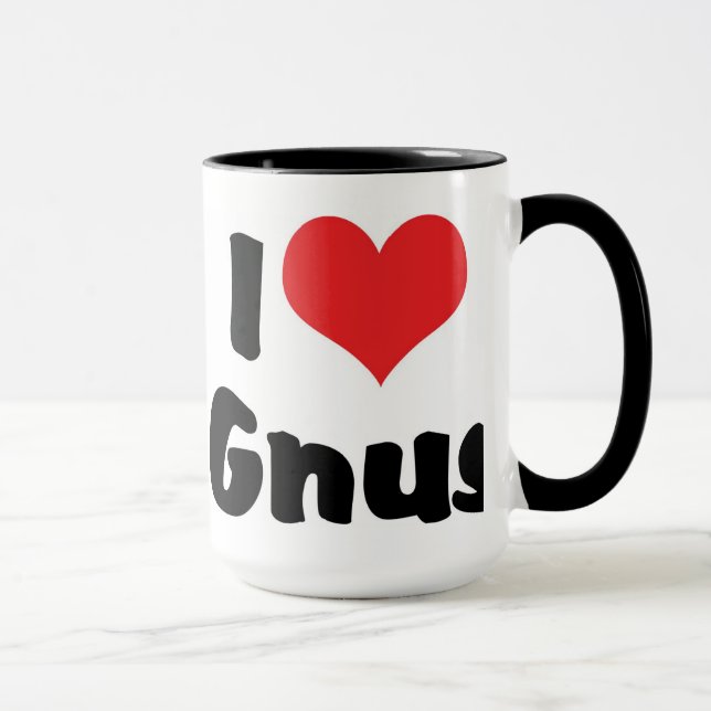 Mug J'aime les gnous à cœur (Droite)