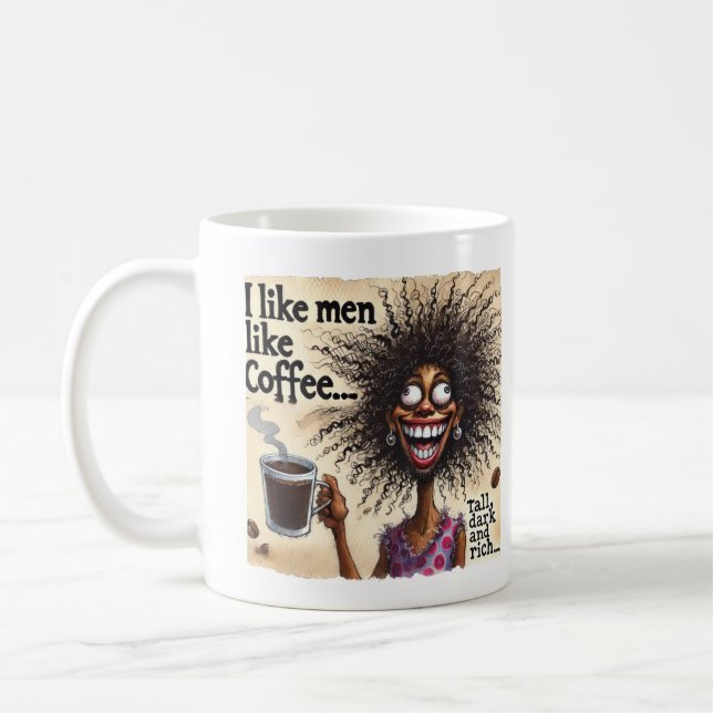 Mug J'aime les hommes, comme le café... grand, sombre  (Gauche)