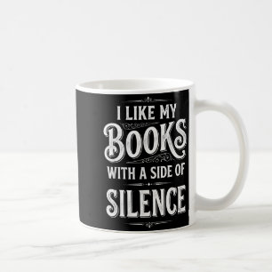 Mug J'aime les livres avec un côté de silence lecture 