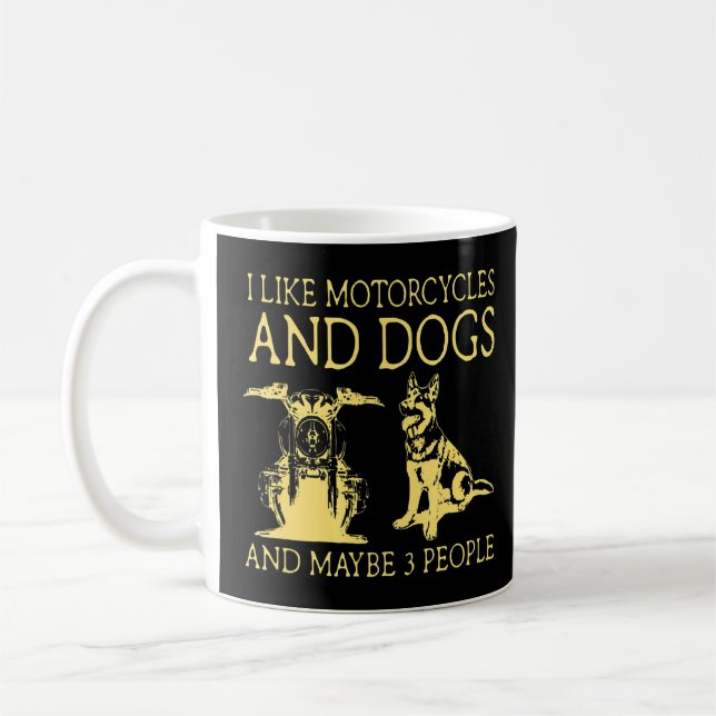Mug J'Aime Les Motos Et Chiens Et Peut-Être 3 Personne (Gauche)