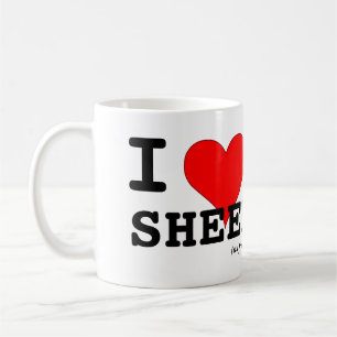 Mug J'aime les moutons (comme amis) Gros cœur rouge Ag