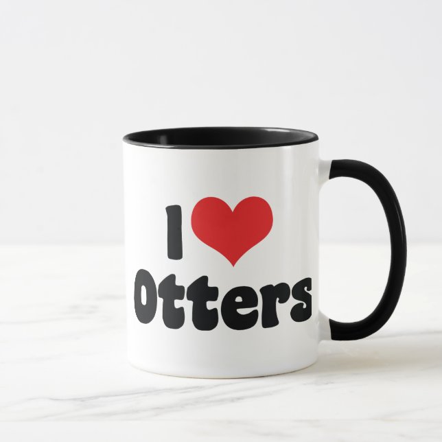 Mug J'Aime Les Otters Coeur (Droite)