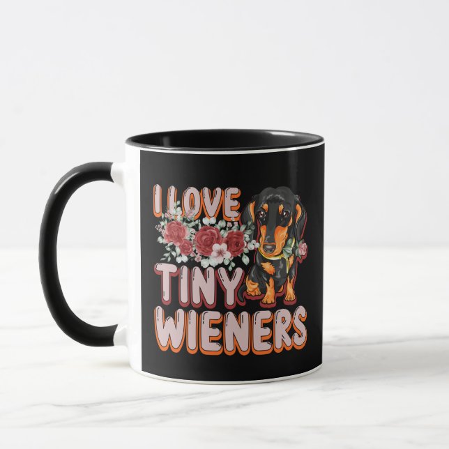 Mug J'Aime Les Petits Wieners Drôle Miniature Dachshun (Gauche)