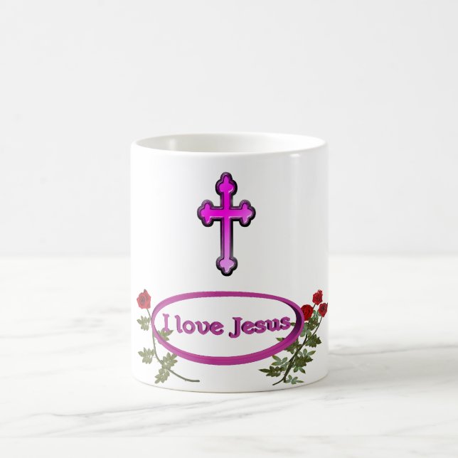 Mug J'aime les produits Jésus avec les roses (Centre)