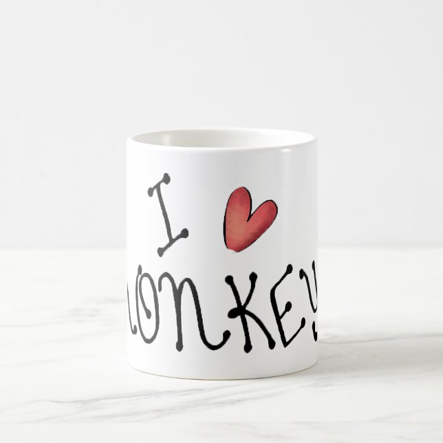 Mug J'aime les singes, typographie manuscrite mignonne (Créateur téléchargé)