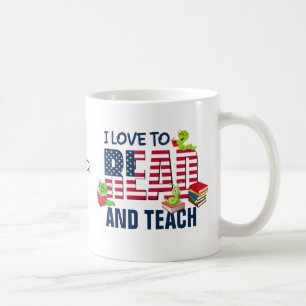 Mug J'AIME LIRE ET ENSEIGNER LE MONOGRAM DU Drapeau Am