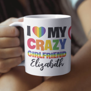 Mug J'aime ma copine folle 2 photo lgbtq+ arc en ciel