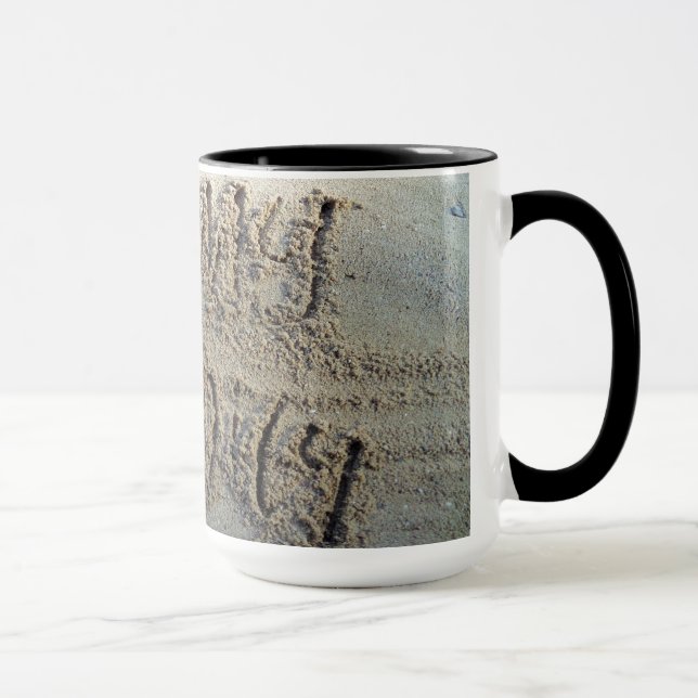 Mug J'aime ma famille, sable écrire une citation d'amo (Droite)