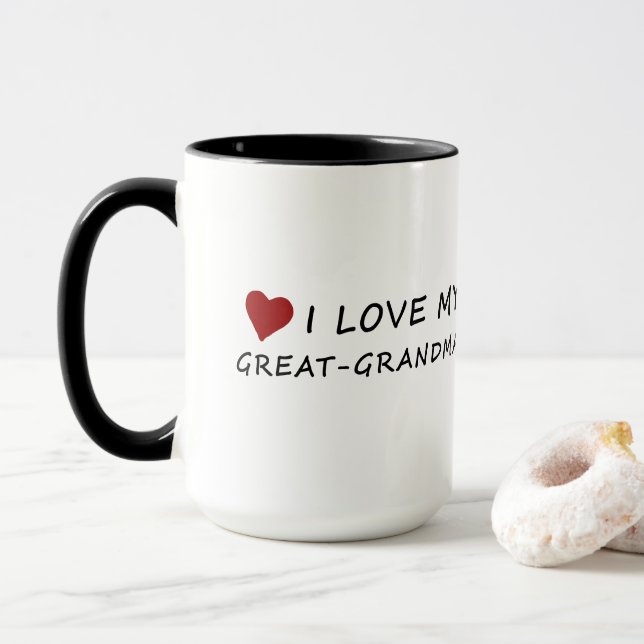 Mug J'aime ma Grand-Grand-maman avec le coeur (Avec donut)