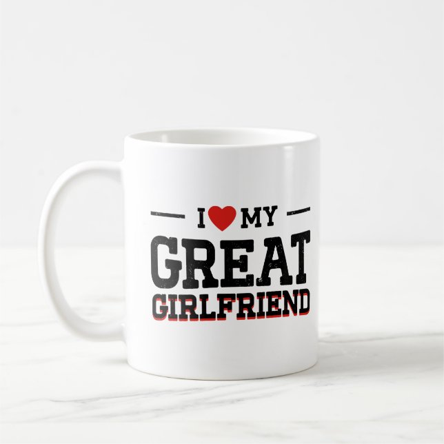 Mug J'Aime Ma Grande Petite Amie Noire Distressed Desi (Gauche)