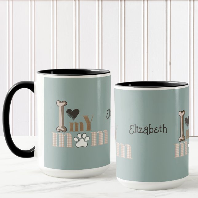Mug J'Aime Ma Mère Chien Paw Coeur (I LOVE MY MOM is the cutest mug...from doggy to mommy. And personalize it with your name!)